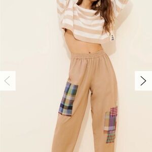 NWT Anthropologie Rujuta Sheath Collage Tan Patchwork Pants